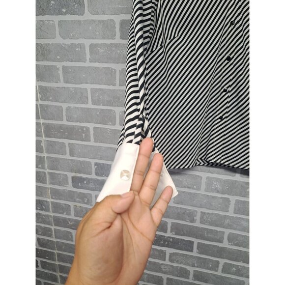 Notations 90s Striped Button Down,Long Sleeve Classic Women Blouse Size Medium - Picture 5 of 10